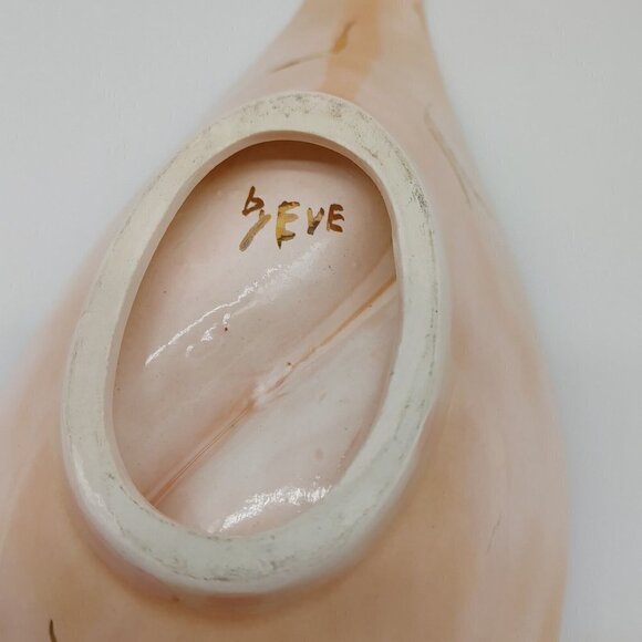 By Eve Gold Floral Shallow Dish Bowl Spoon Holder Pink Ceramic Handmade Vintage - Picture 7 of 12